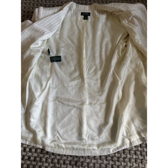 LAUREN RALPH LAUREN Double Breasted Blazer 100% Silk Pinstripe Women SZ 16 - Picture 10 of 11
